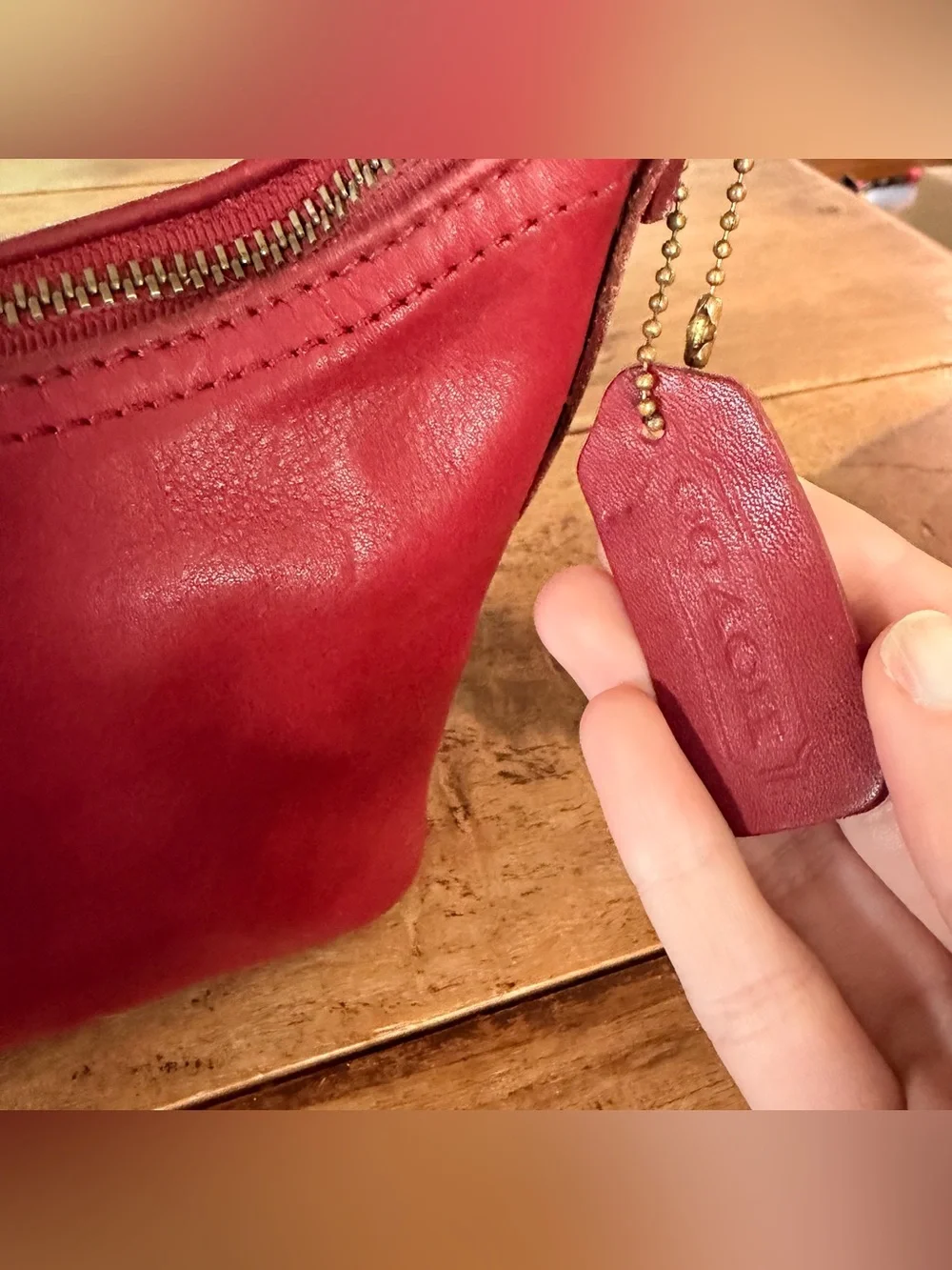 Vintage Coach Coach 9844 Demi Hobo Baguette Shoulder Bag Red Leather